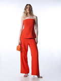 Orange High Rise Wide Leg Pants