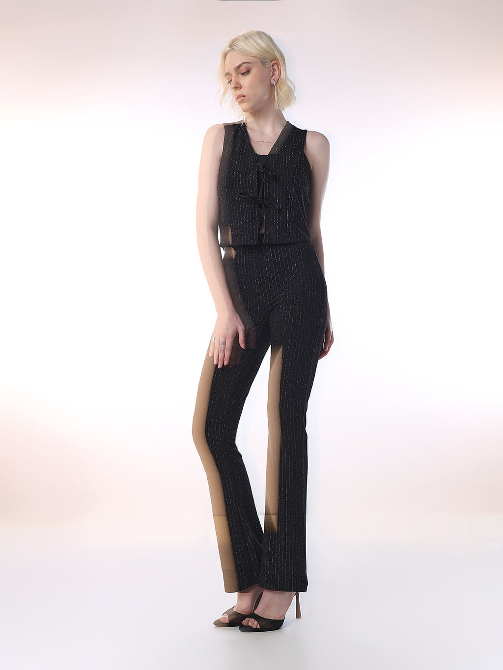 Flared Pinstripe Pants