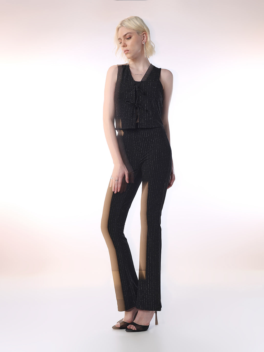 Flared Pinstripe Pants