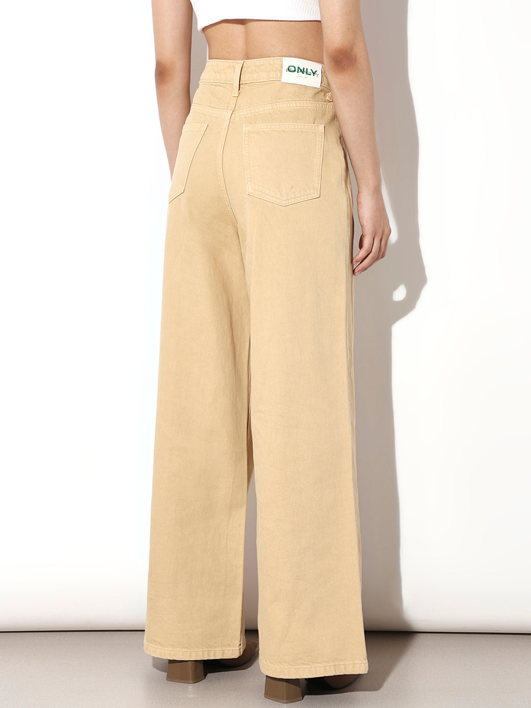 Beige Straight Fit Jeans