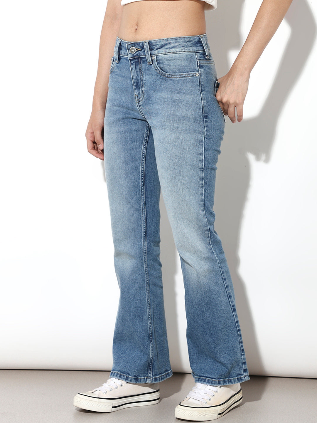 Blue High Rise Flared Jeans