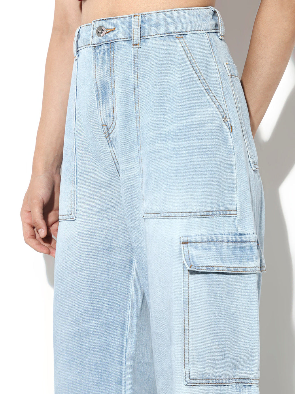 Light Blue Utility Slouchy Fit Jeans