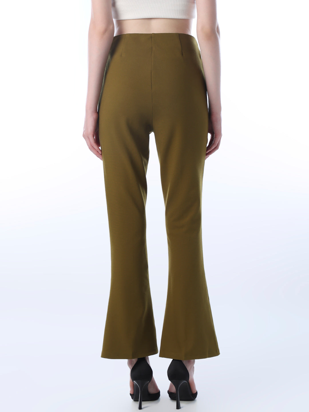 Belted Flared Pants - Green