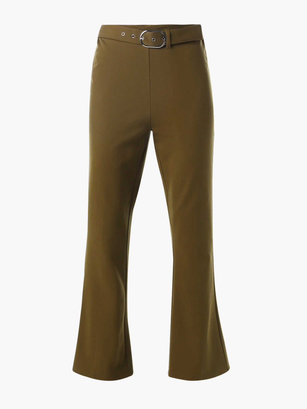 Belted Flared Pants - Green