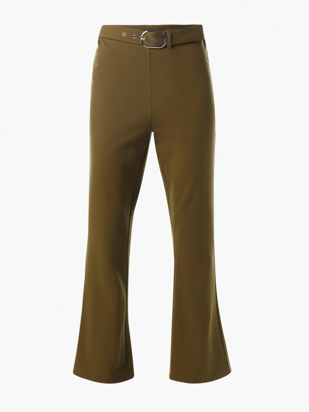 Belted Flared Pants - Green