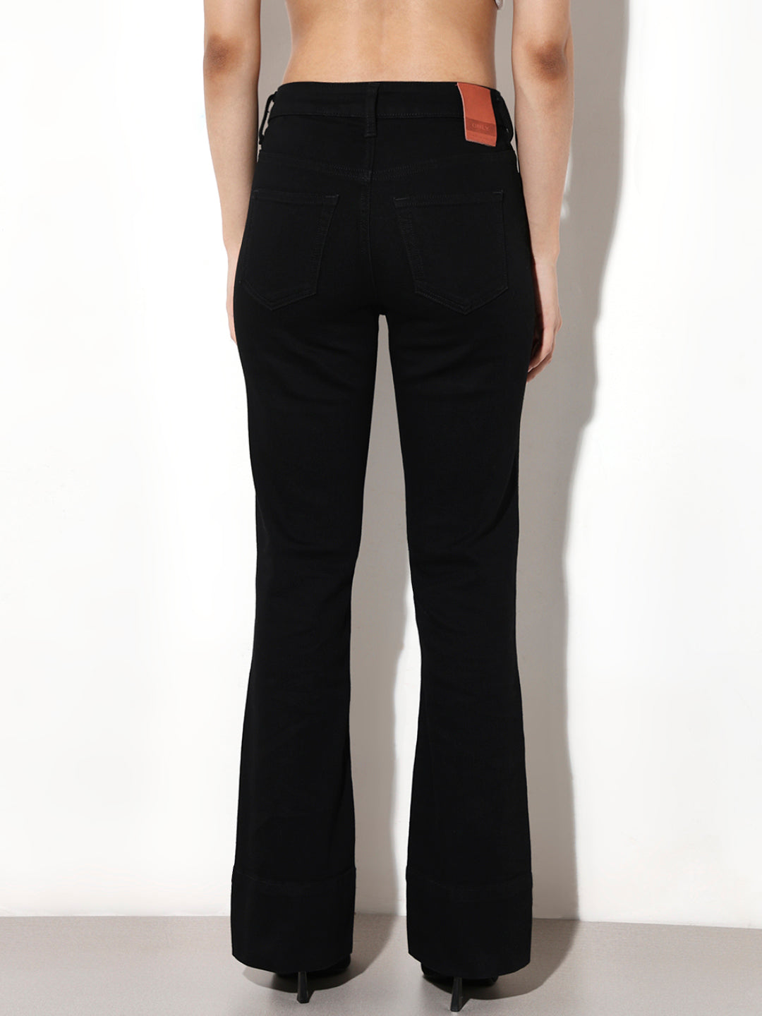 Black Mid Rise Flared Jeans