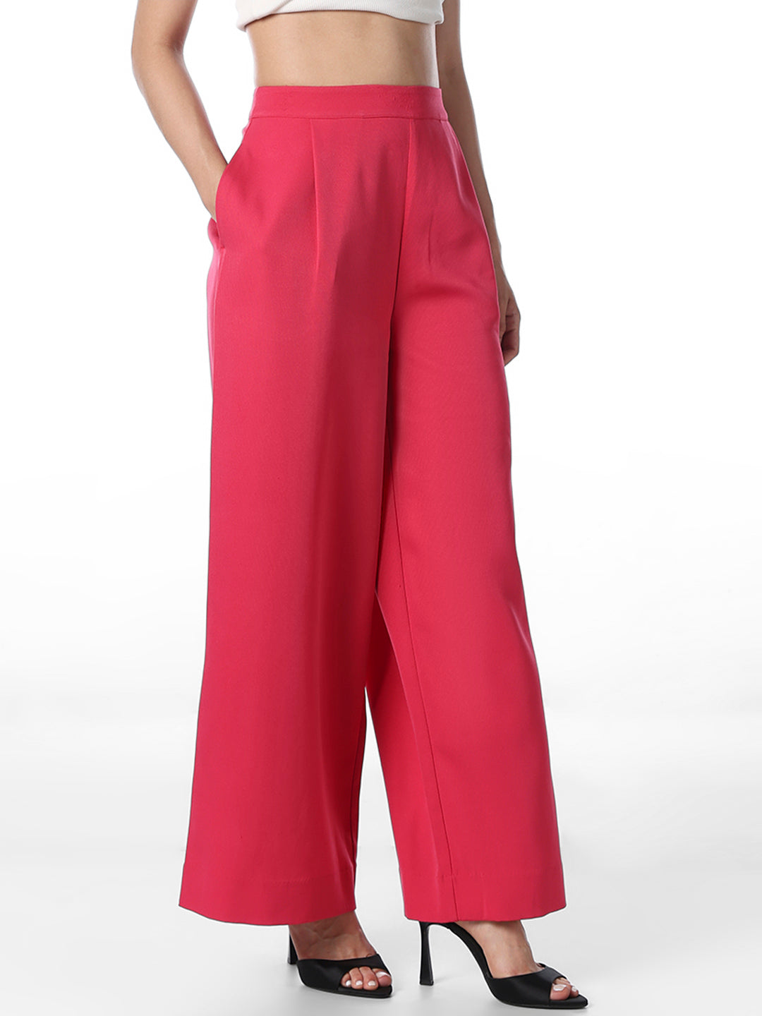 Pink High Rise Wide Leg Pants