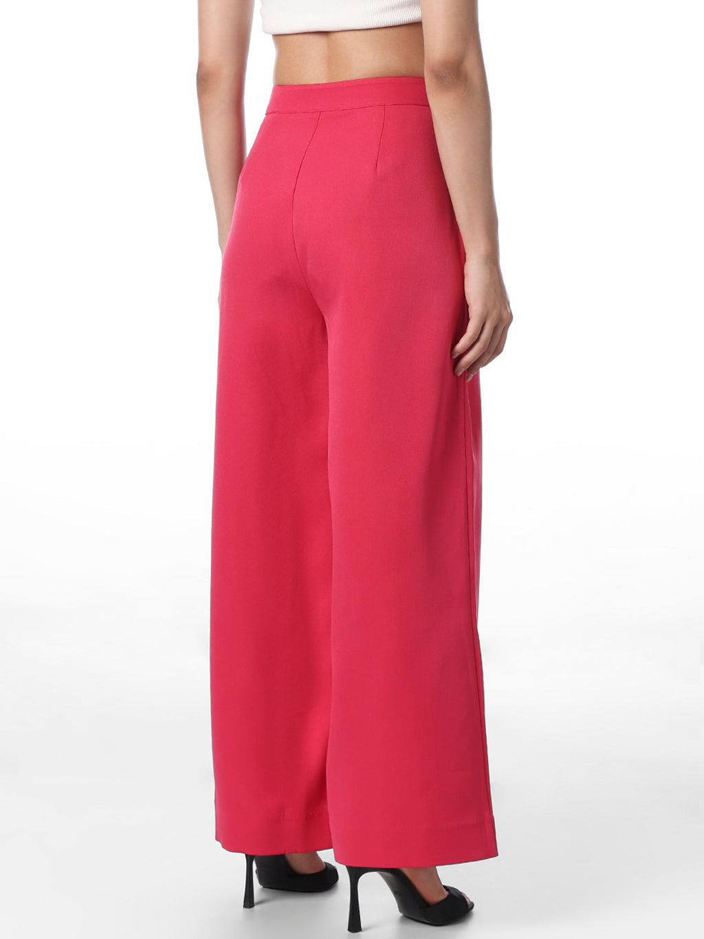 Pink High Rise Wide Leg Pants