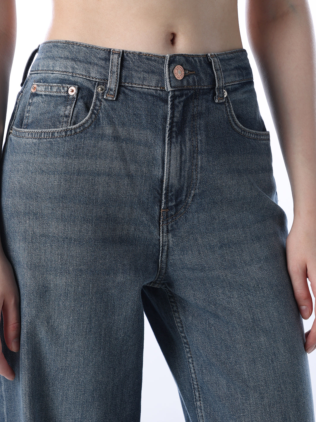 Fold-Up Wide Leg Jeans