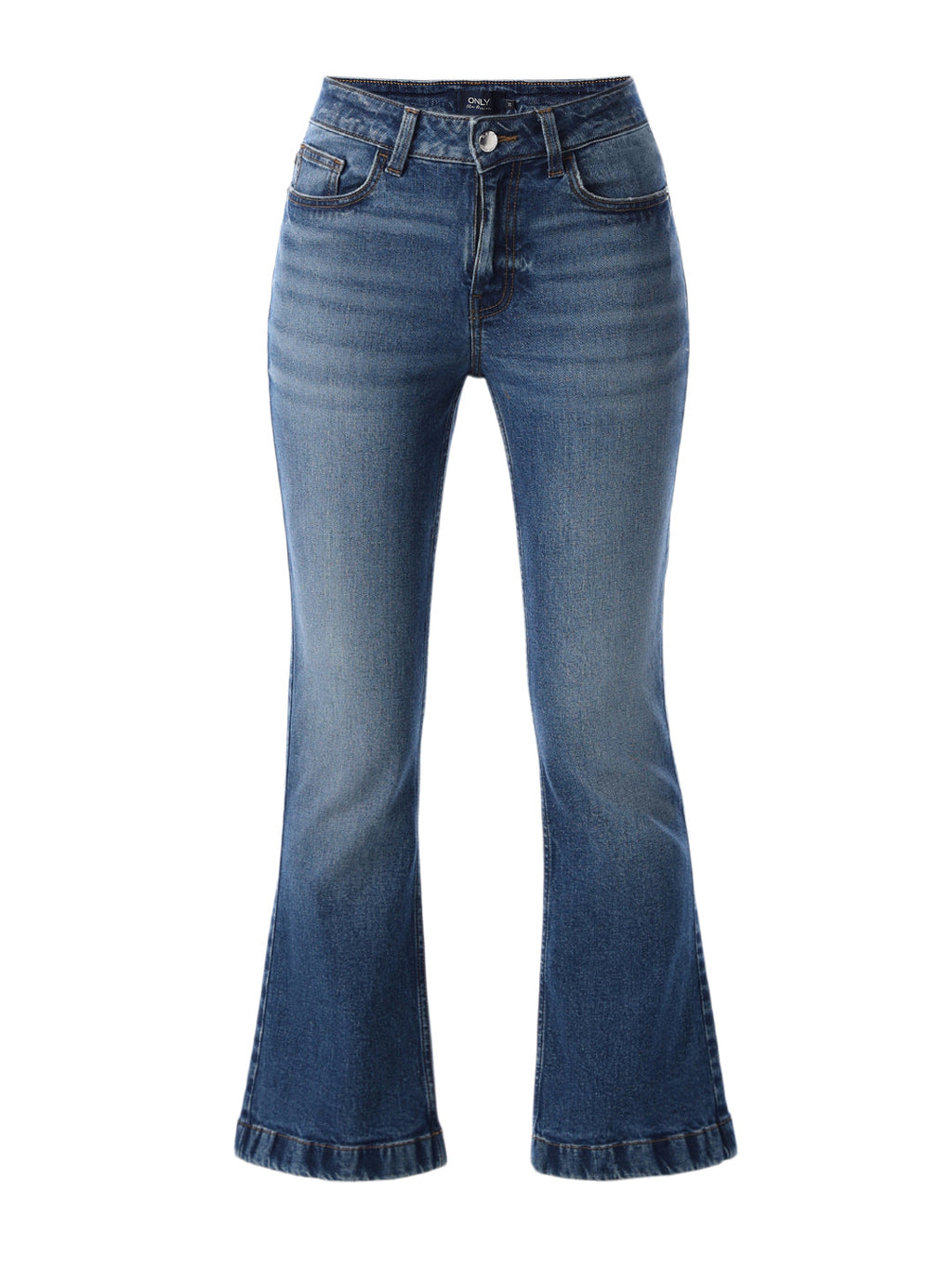 Cropped Flared Jeans - Medium Blue