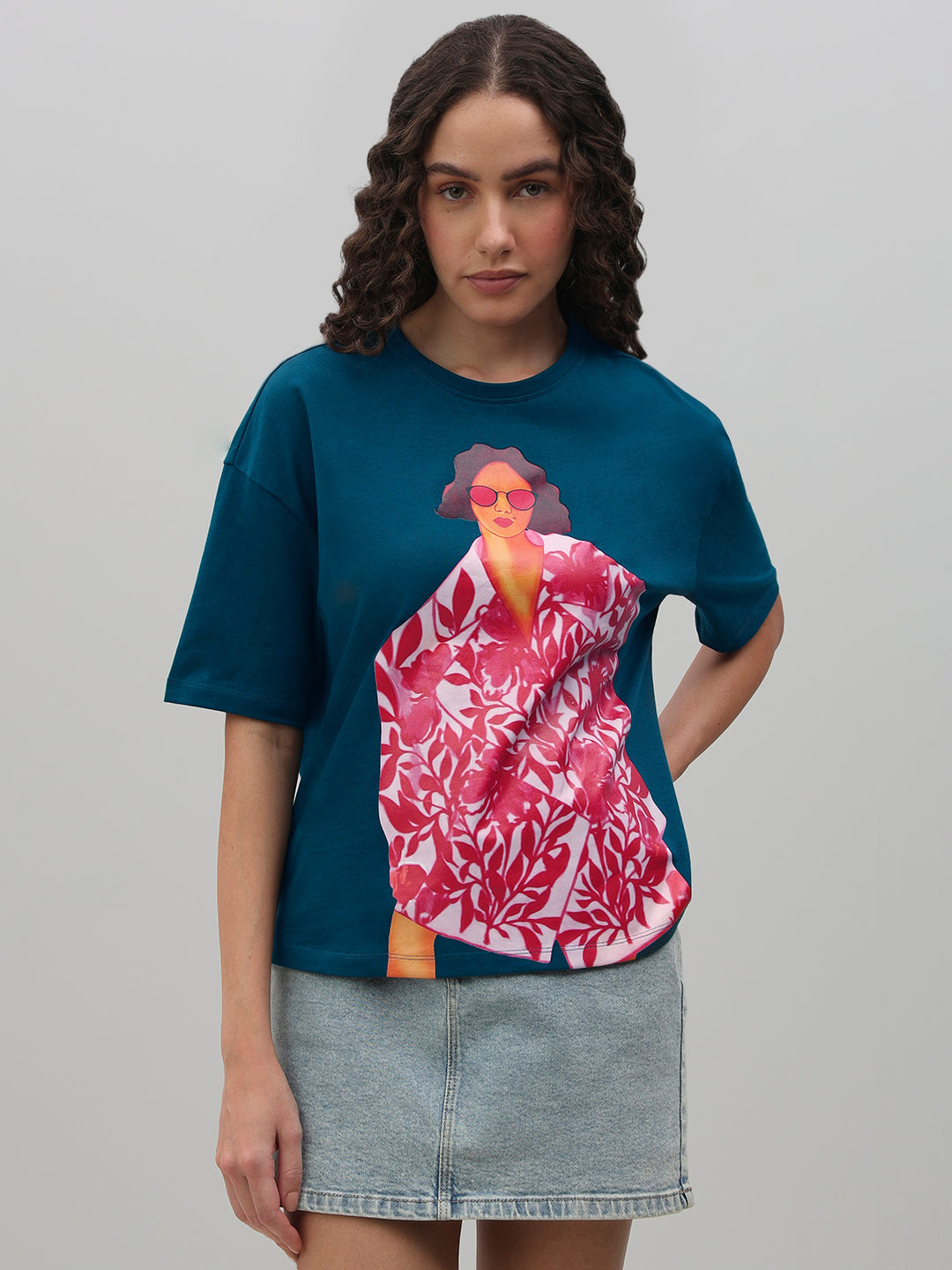 Blue Graphic Print T-Shirt