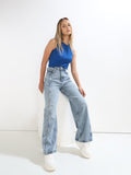 Light Blue Distressed Wide Leg Jeans