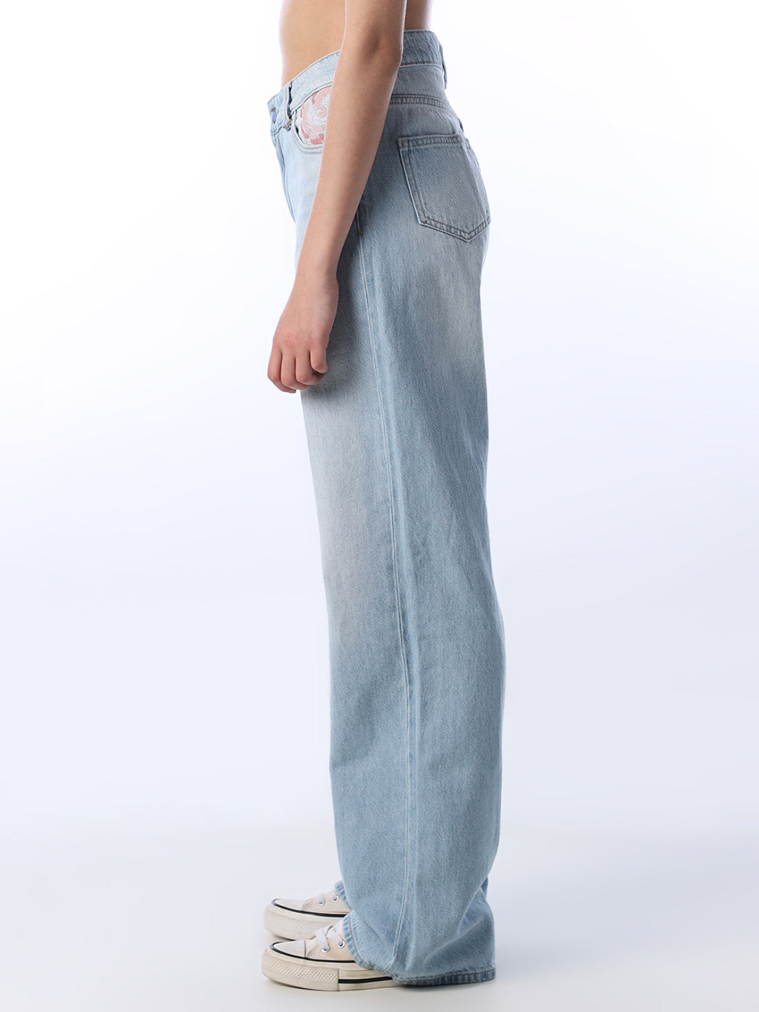 Rose Embroidered Straight Fit Jeans