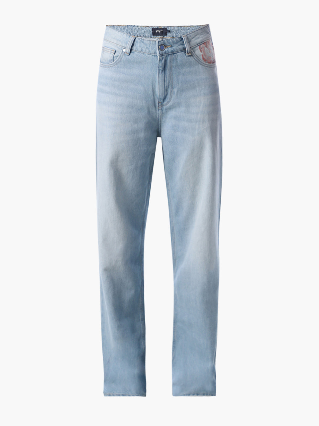 Rose Embroidered Straight Fit Jeans