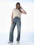 Mildly Distressed Straight Fit Jeans