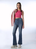 Mid-Washed Flared Jeans