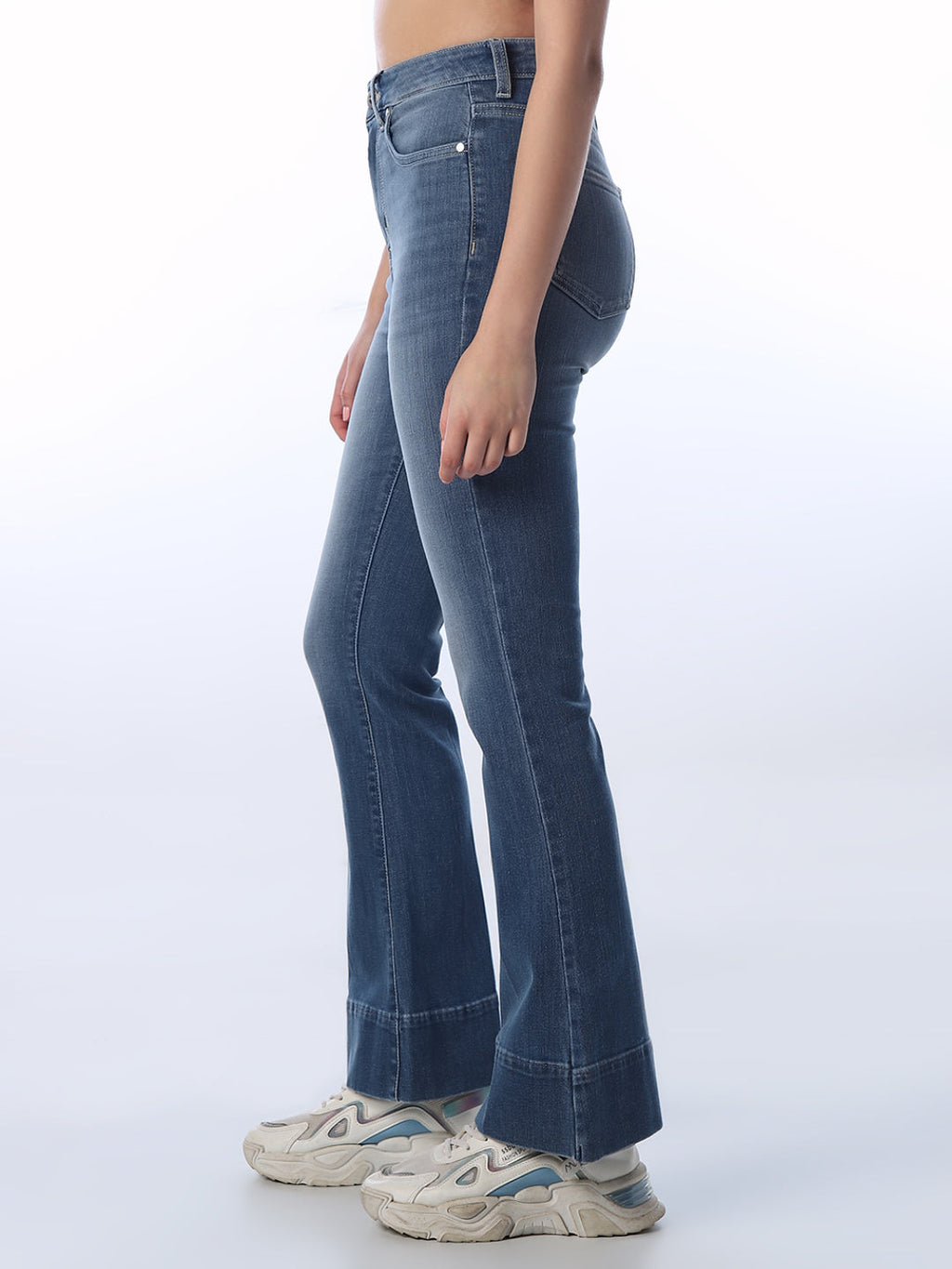 Mid-Washed Flared Jeans