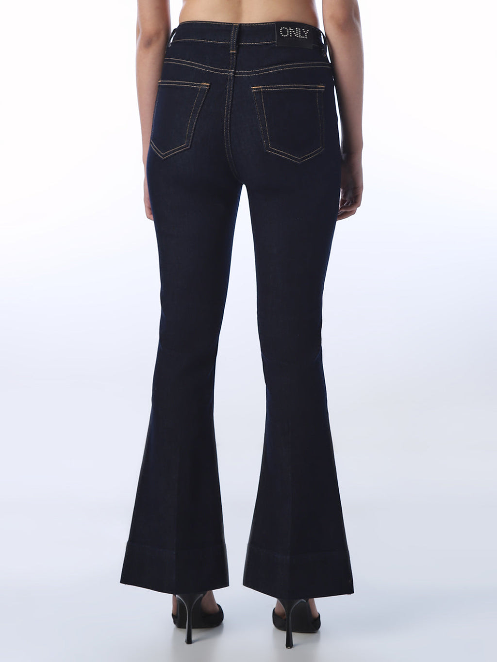 Dark Blue High Rise Flared Jeans