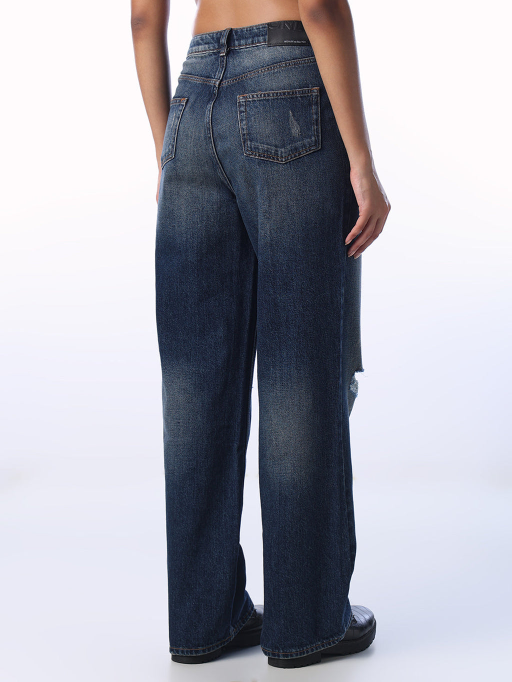 Mildly Distressed Straight Fit Jeans