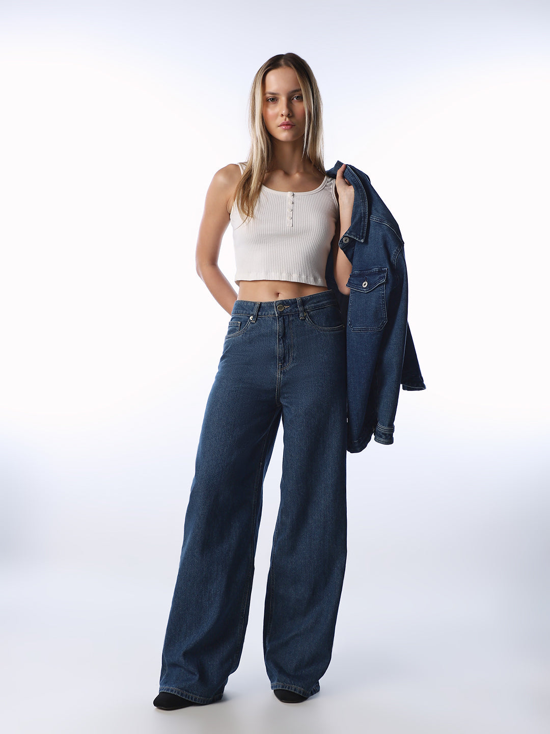 Dark Blue Wide Leg Jeans