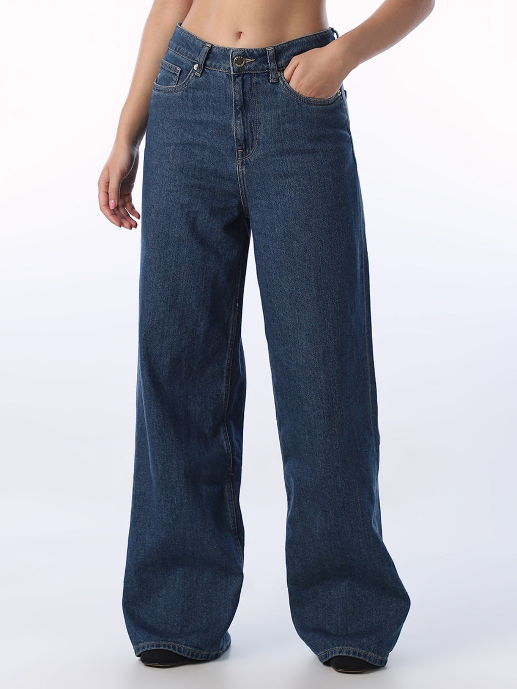Dark Blue Wide Leg Jeans