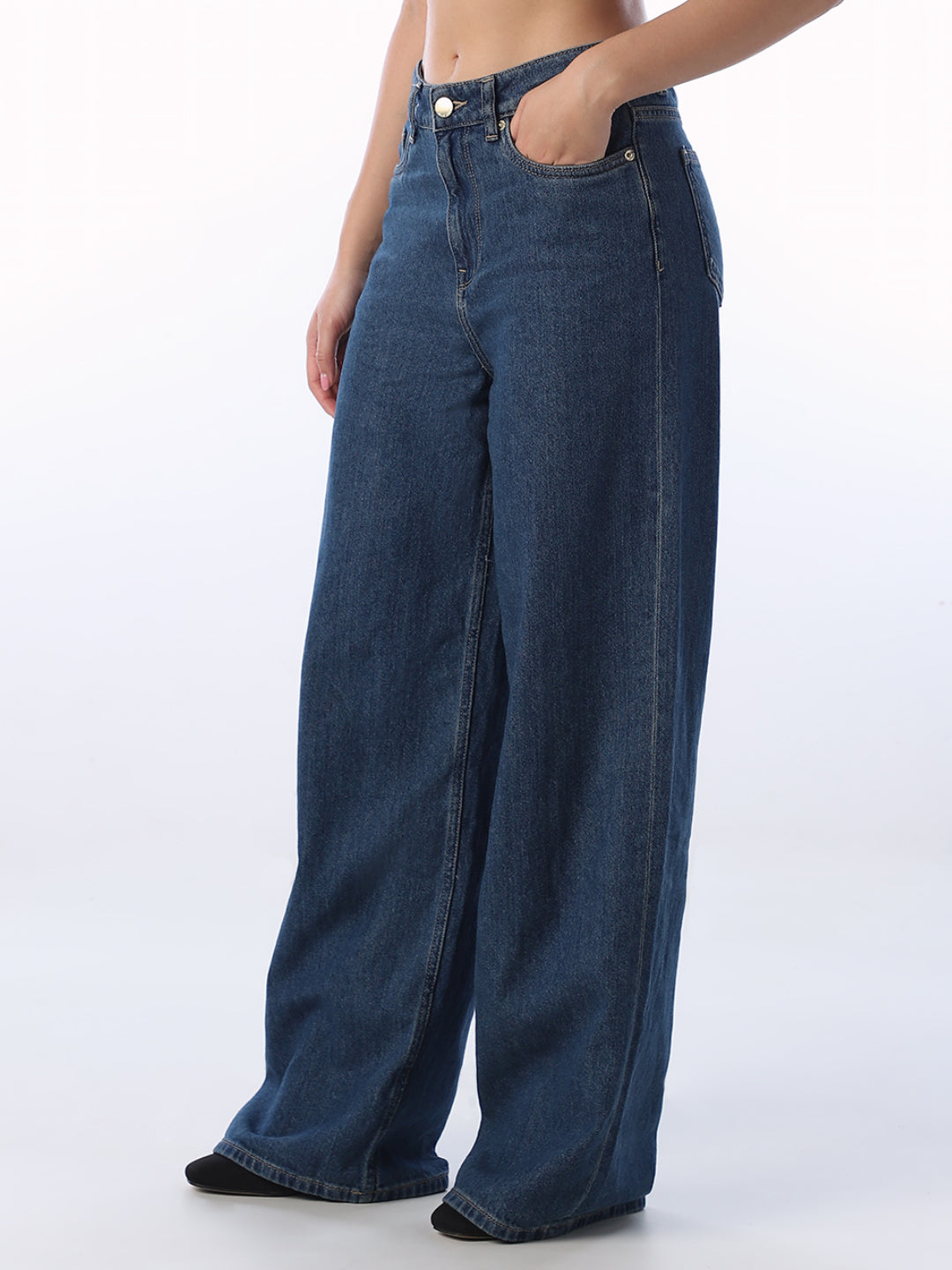 Dark Blue Wide Leg Jeans