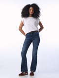 Dark Blue Washed Flared Jeans