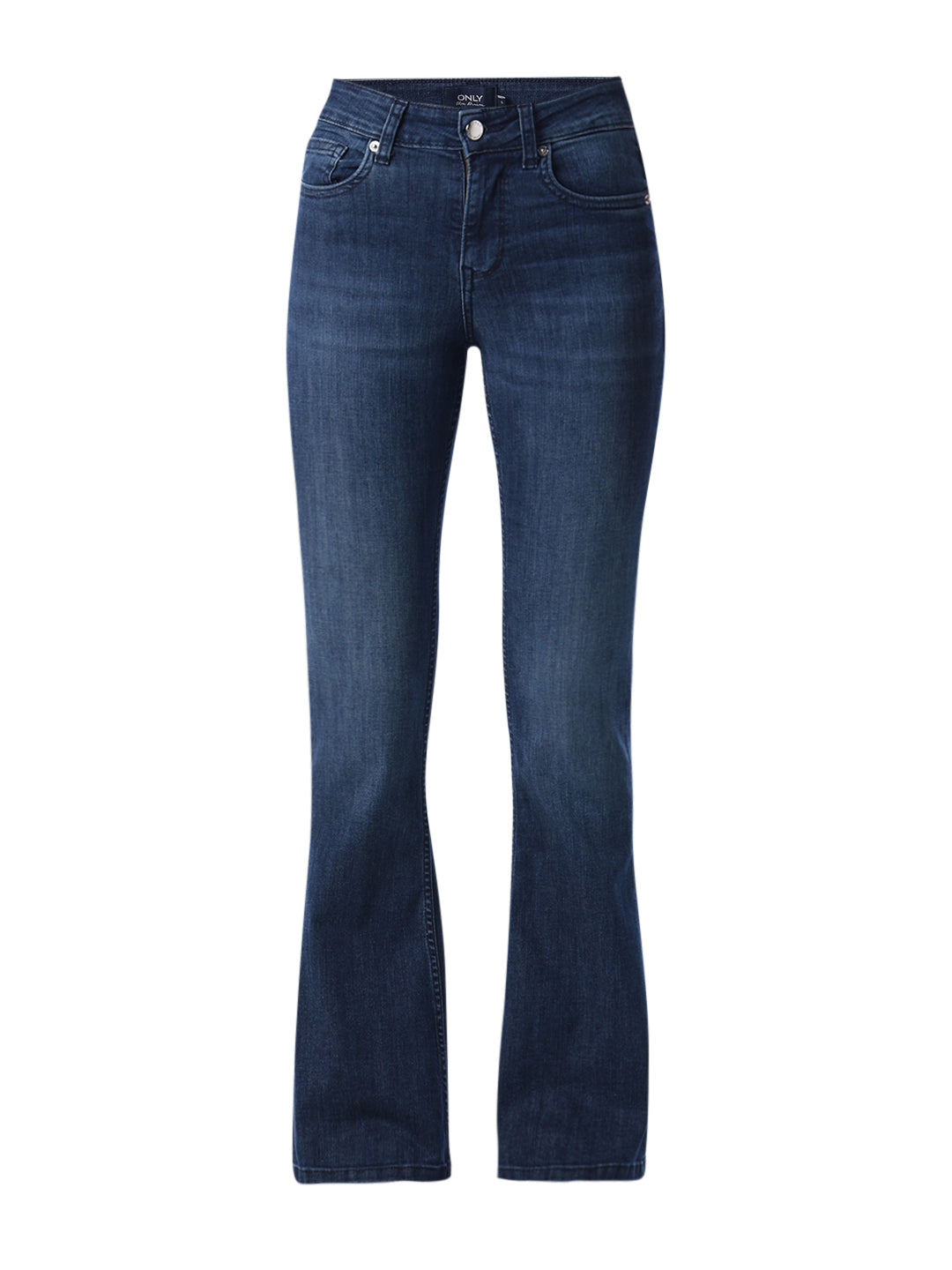 Dark Blue Washed Flared Jeans