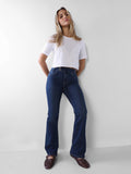 Dark Blue High Rise Flared Jeans