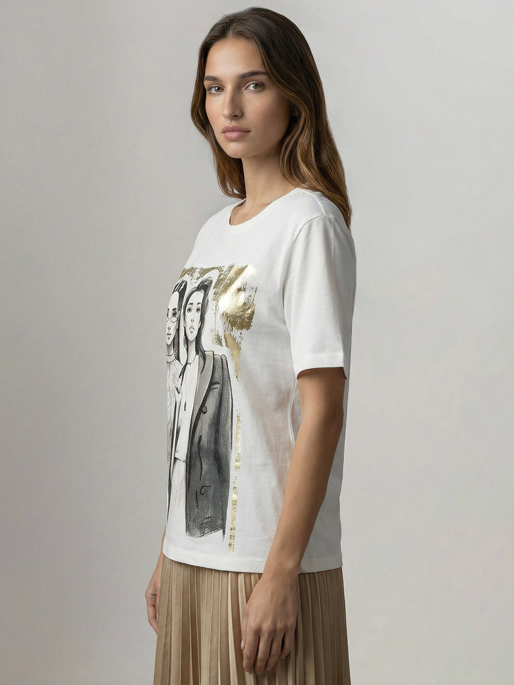 White Graphic Print T-Shirt