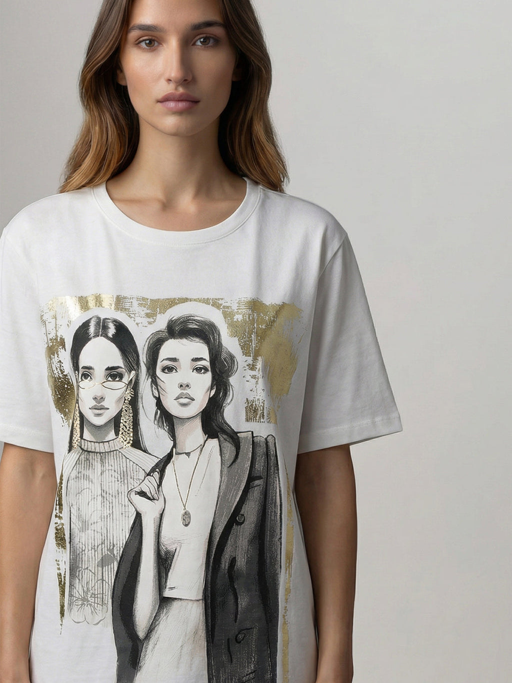 White Graphic Print T-Shirt