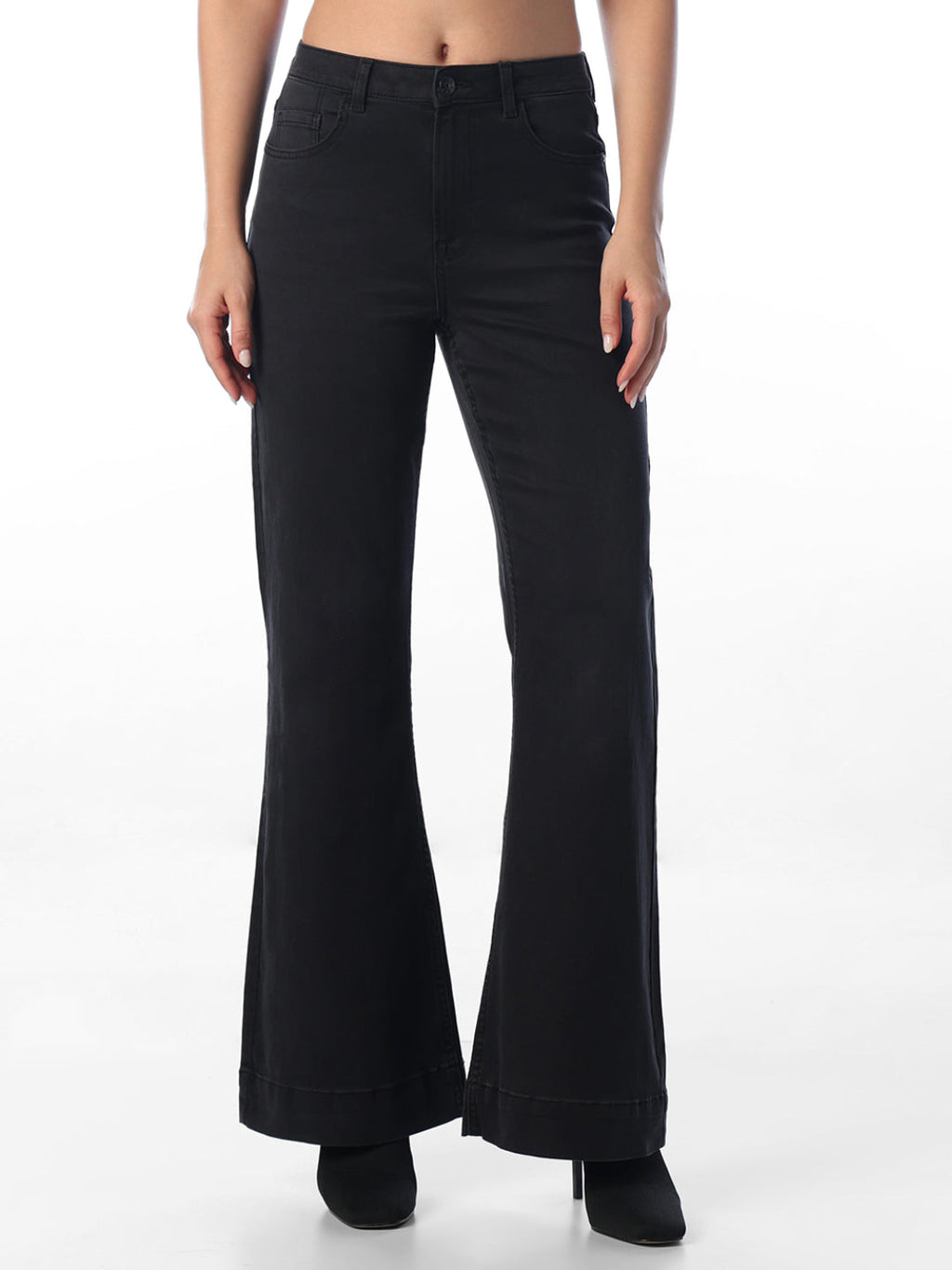 Black High Rise Flared Jeans