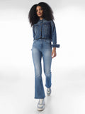 High Rise Washed Flared Jeans