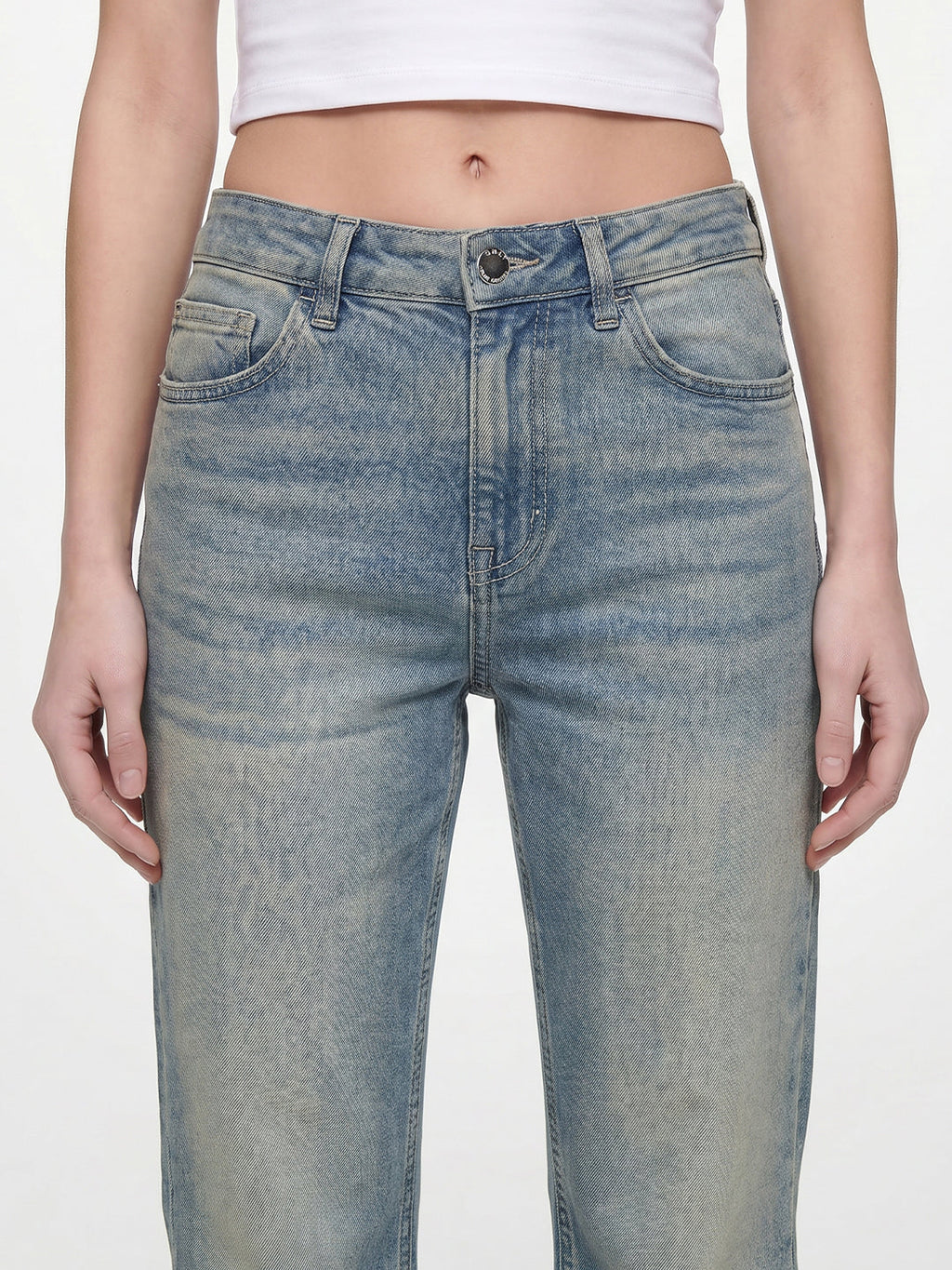 Blue Washed Straight Fit Jeans