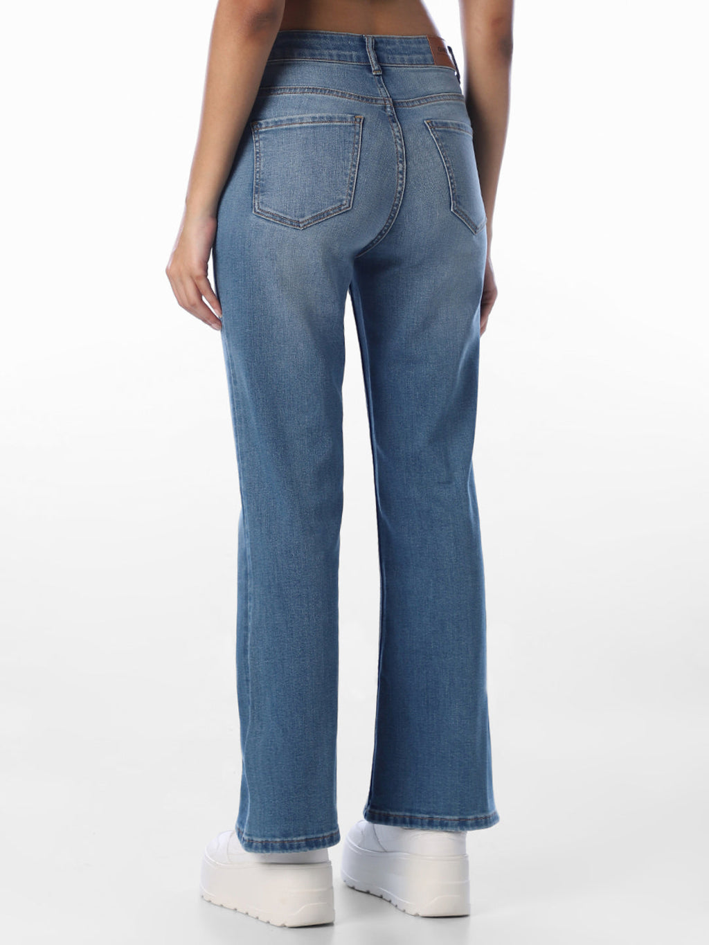 Blue Mid Rise Flared Jeans