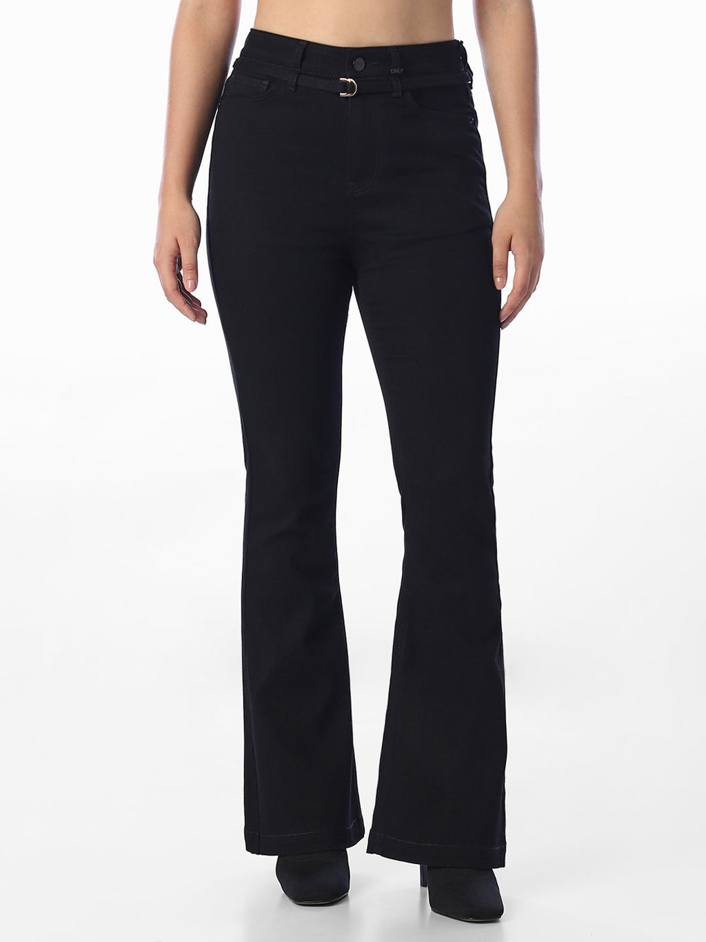 Black Flora Flared Jeans