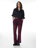 Maroon Sheer Lace Flared Pants