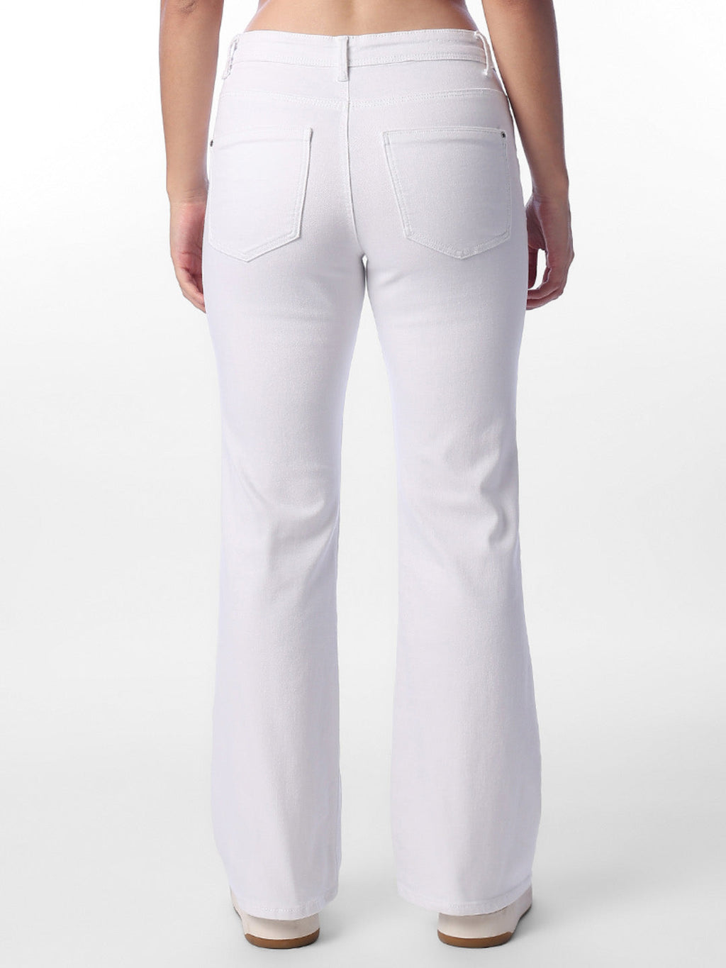 White High Rise Flared Jeans