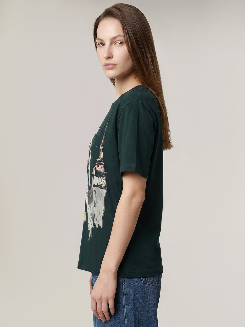 Green Printed Cotton T-shirt