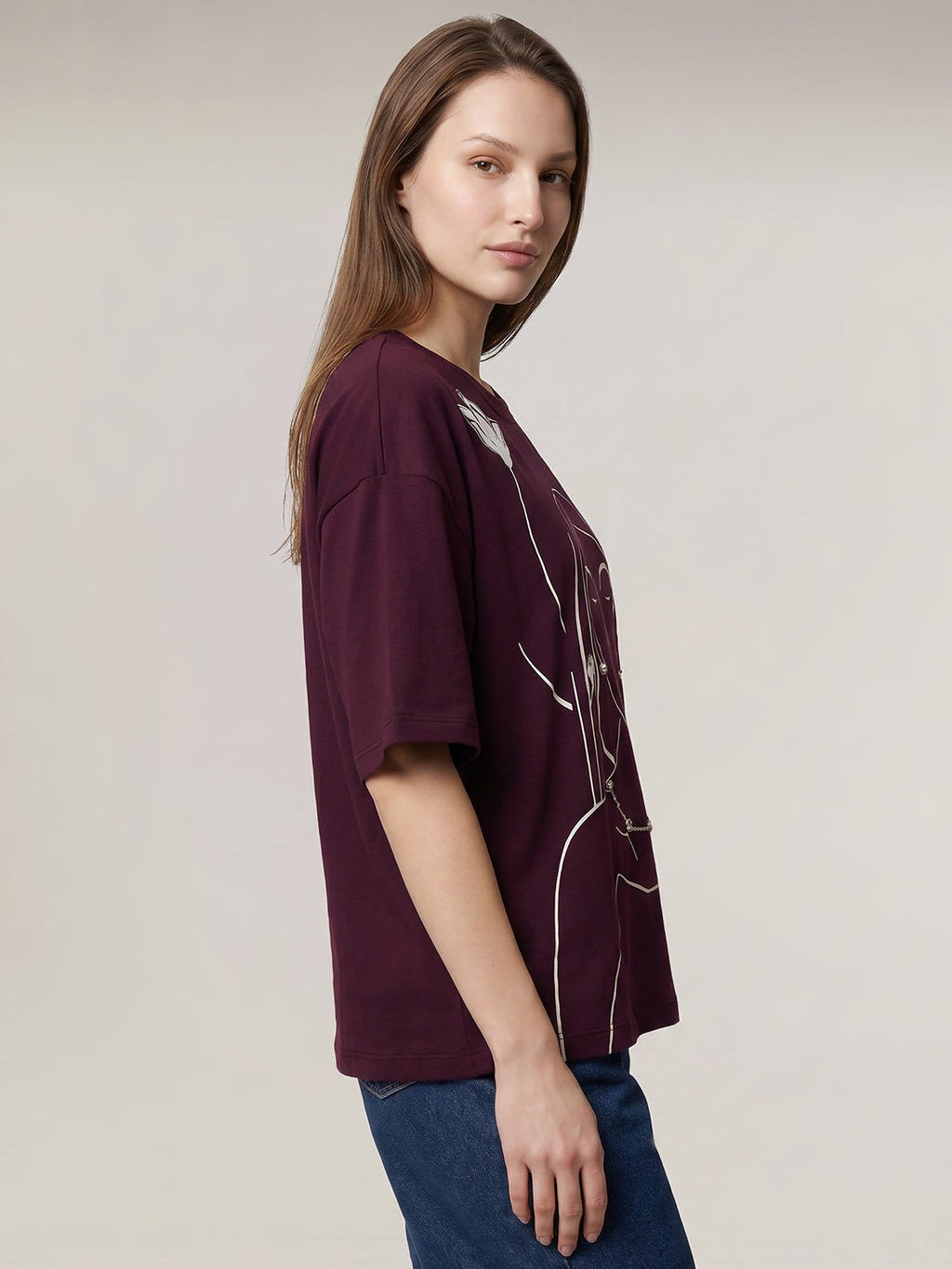Dark Purple Printed T-shirt