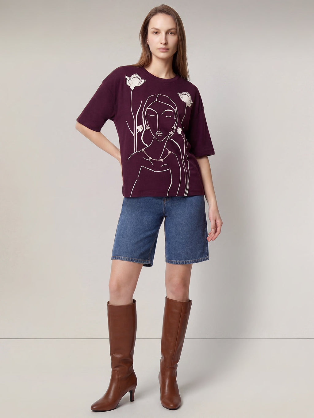 Dark Purple Printed T-shirt