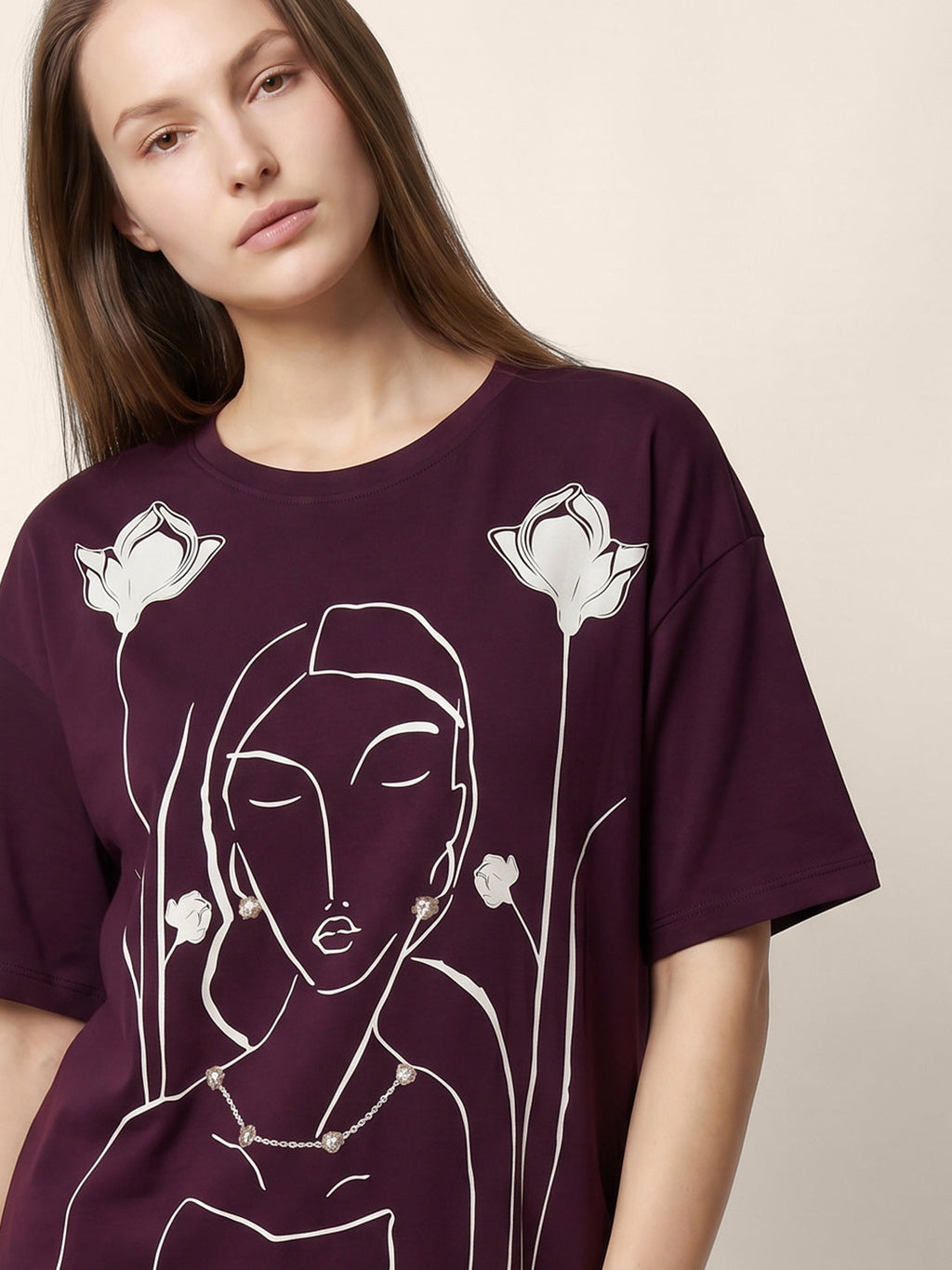 Dark Purple Printed T-shirt