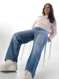 Blue High Rise Straight Jeans
