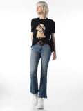 Blue Mid Rise Flared Jeans