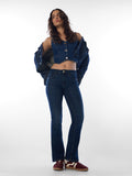 Dark Blue Mid Rise Flared Jeans