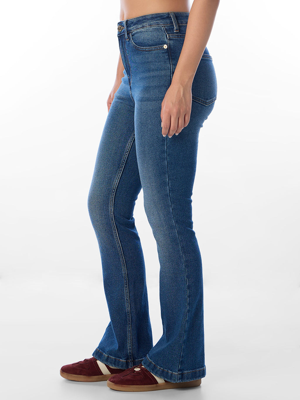 Blue High Rise Flared Jeans