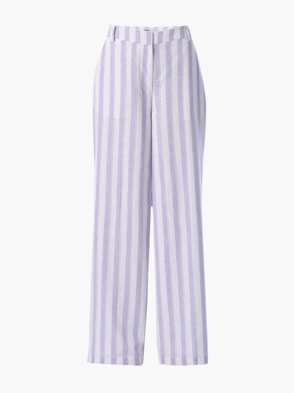 Purple Striped Linen Blend Pants