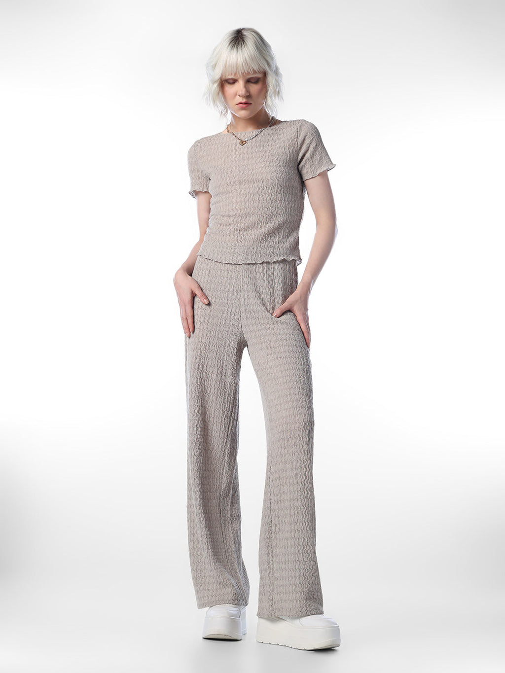 Grey Regular Fit Pants