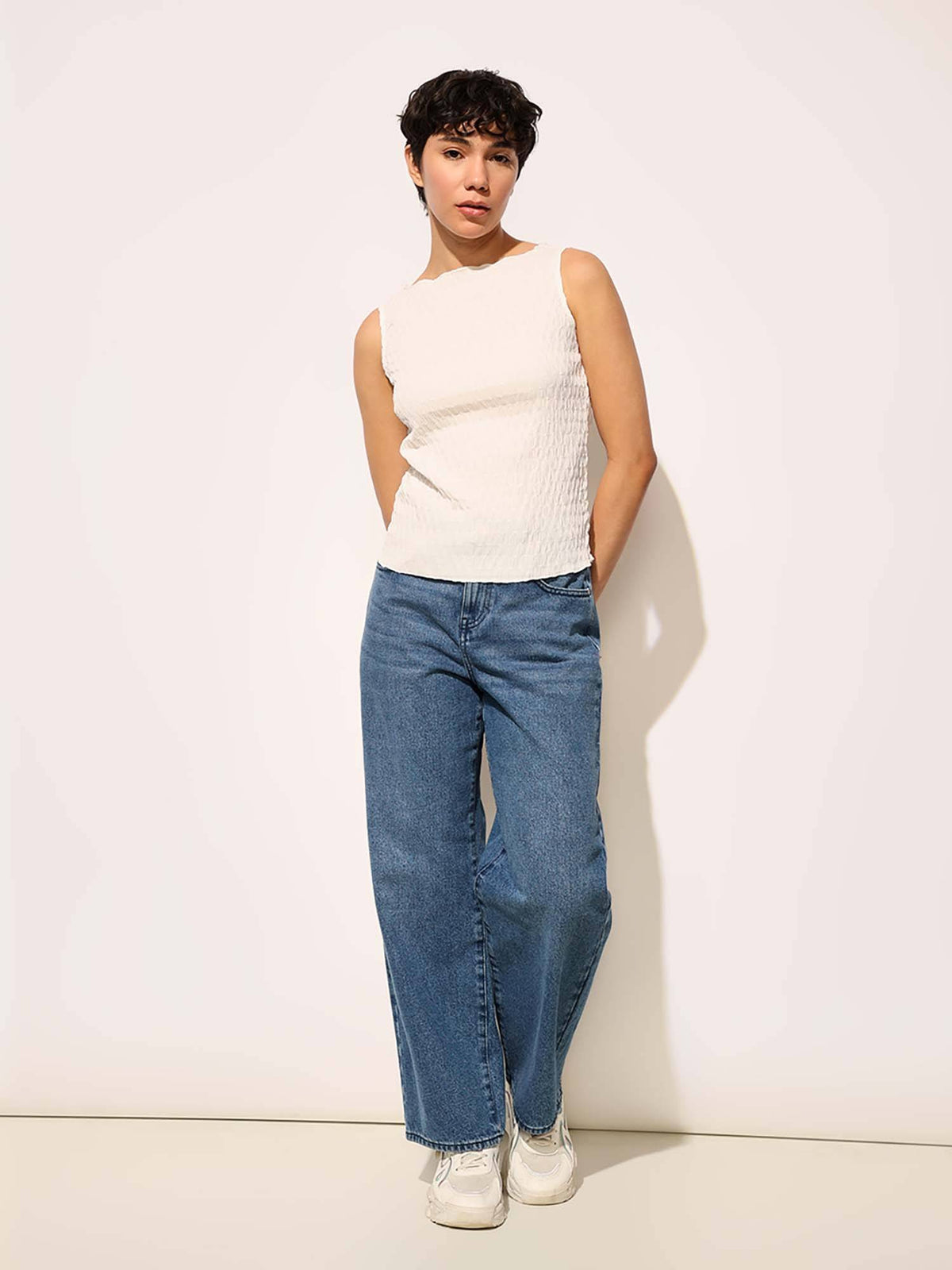 White Boat Neck Top | O24 - view 2