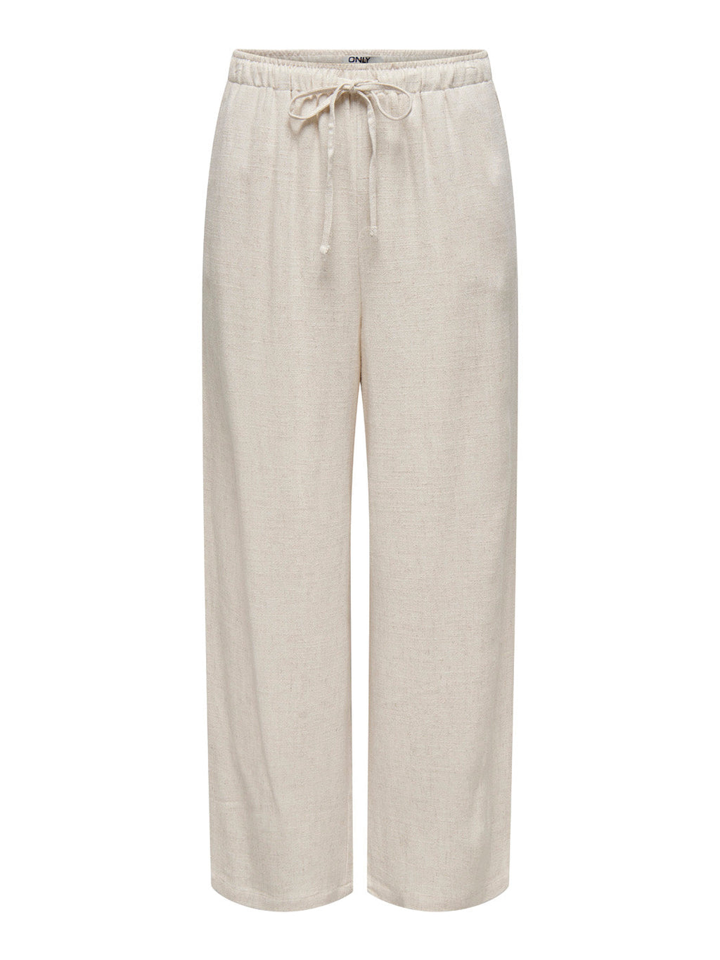 Beige Linen Blend Pull Up Pants